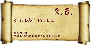 Kristó Britta névjegykártya